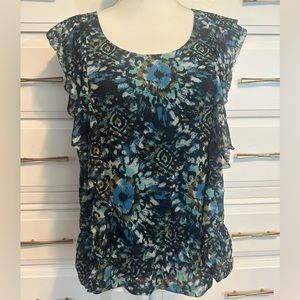 APT. 9 Mulicolor Print Blouse with Lining - Petite Size M